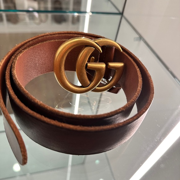 Gucci Accessories - Gucci Brown Belt with Gold Buckle